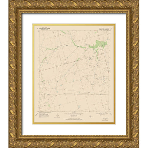 Benge Corner Texas Quad - USGS 1968 Gold Ornate Wood Framed Art Print with Double Matting by USGS