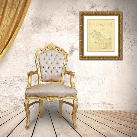 Bee County Texas - Dunlap 1863 Gold Ornate Wood Framed Art Print with Double Matting by Dunlap