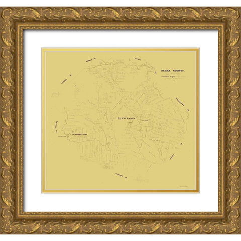 Bexar County Texas - Klappenbach 1871 Gold Ornate Wood Framed Art Print with Double Matting by Klappenbach