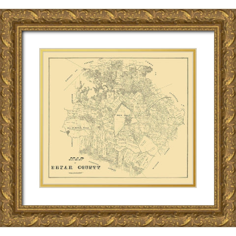 Bexar County Texas - 1879 Gold Ornate Wood Framed Art Print with Double Matting by Unknown