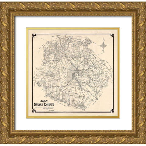 Bexar County Texas - 1887 Gold Ornate Wood Framed Art Print with Double Matting by Unknown