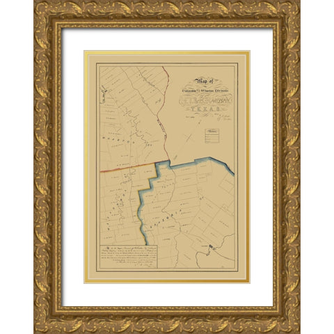 Brazoria County Texas - West 1860 Gold Ornate Wood Framed Art Print with Double Matting by West