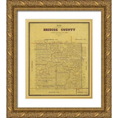 Briscoe County Texas - Blau 1885 Gold Ornate Wood Framed Art Print with Double Matting by Blau
