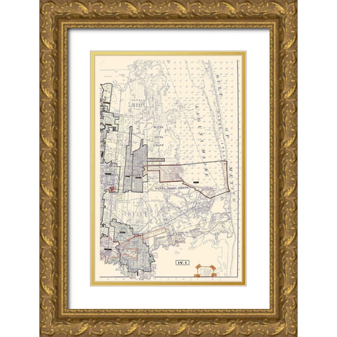 Cameron Texas Part Two - Beard 1956 Gold Ornate Wood Framed Art Print with Double Matting by Beard