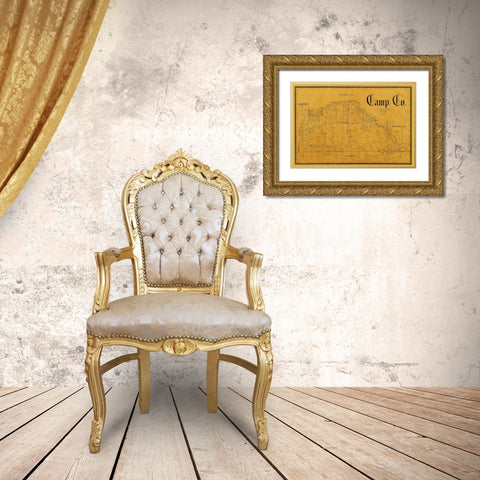 Camp County Texas - Pressler 1897 Gold Ornate Wood Framed Art Print with Double Matting by Pressler
