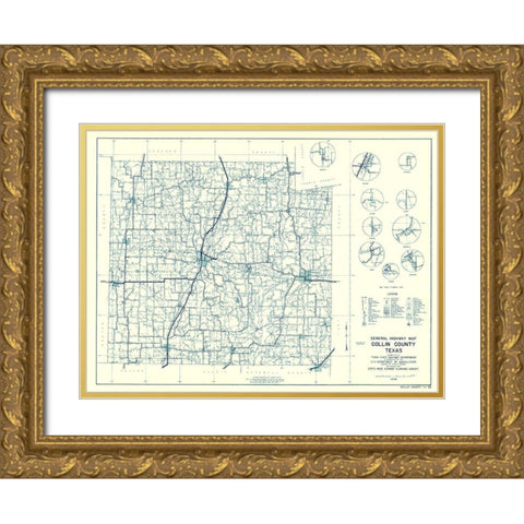 Collin Texas Highway - Highway Dept 1936 Gold Ornate Wood Framed Art Print with Double Matting by Highway Dept