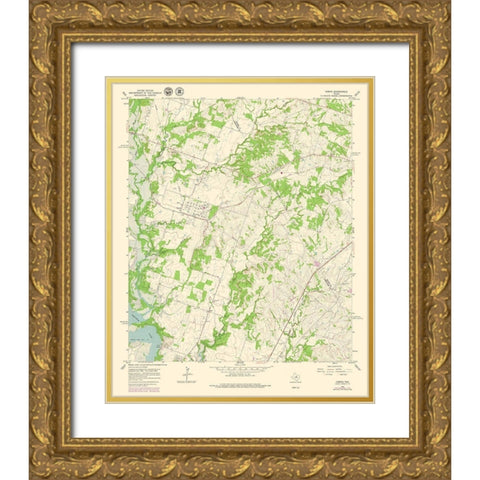 Comyn Texas Quad - USGS 1965 Gold Ornate Wood Framed Art Print with Double Matting by USGS
