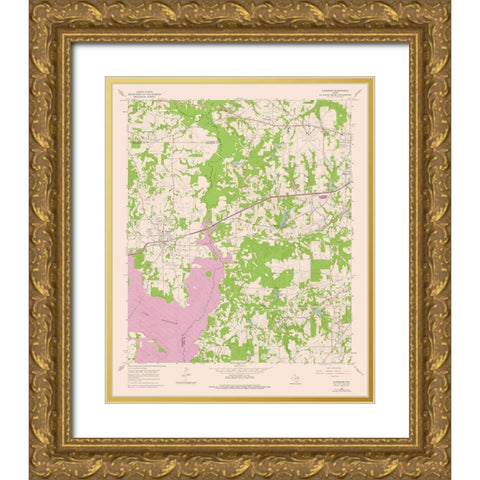 Chandler Texas Quad - USGS 1966 Gold Ornate Wood Framed Art Print with Double Matting by USGS