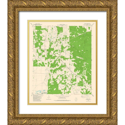Cayuga Texas Quad - USGS 1982 Gold Ornate Wood Framed Art Print with Double Matting by USGS