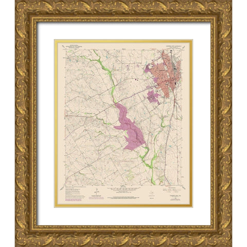 Cleburne West Texas Quad - USGS 1978 Gold Ornate Wood Framed Art Print with Double Matting by USGS