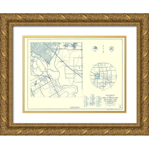 Dallas Texas Cities 4 of 4 - Highway Dept 1936 Gold Ornate Wood Framed Art Print with Double Matting by Highway Dept