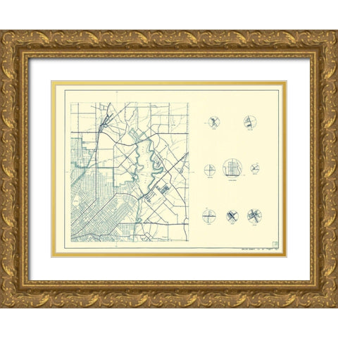 Dallas Texas Cities 3 of 4 - Highway Dept 1936 Gold Ornate Wood Framed Art Print with Double Matting by Highway Dept