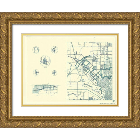 Dallas Texas Cities 1 of 4 - Highway Dept 1936 Gold Ornate Wood Framed Art Print with Double Matting by Highway Dept