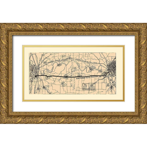 Dallas Tarrant Texas - LOC 1905 Gold Ornate Wood Framed Art Print with Double Matting by LOC