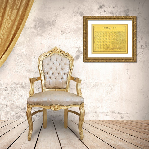 Dallam County Texas - Beaumont 1889 Gold Ornate Wood Framed Art Print with Double Matting by Beaumont
