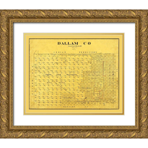 Dallam County Texas - Beaumont 1889 Gold Ornate Wood Framed Art Print with Double Matting by Beaumont