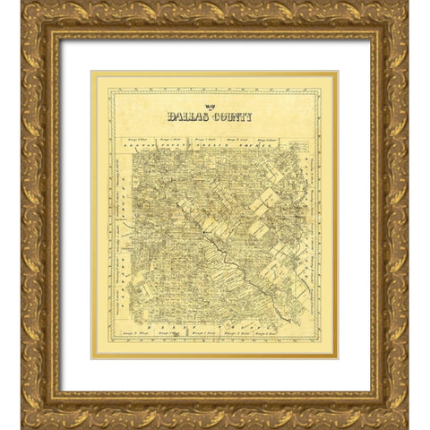 Dallas County Texas Gold Ornate Wood Framed Art Print with Double Matting by Unknown