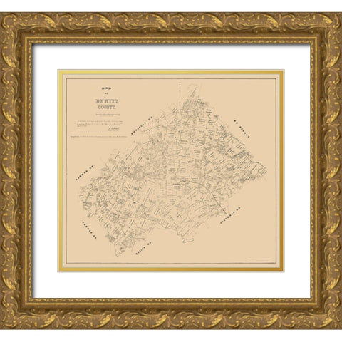 DeWitt County Texas - Walsh 1881 Gold Ornate Wood Framed Art Print with Double Matting by Walsh
