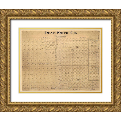 Deaf Smith County Texas - Pressler 1898 Gold Ornate Wood Framed Art Print with Double Matting by Pressler