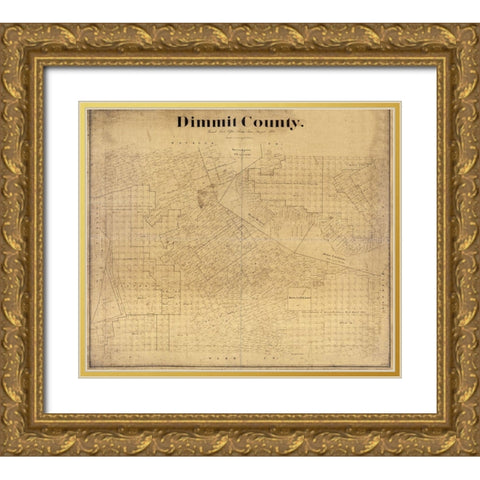 Dimmit County Texas - Beaumont 1894 Gold Ornate Wood Framed Art Print with Double Matting by Beaumont