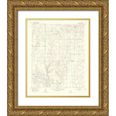 Dozier Texas Quad - USGS 1967 Gold Ornate Wood Framed Art Print with Double Matting by USGS
