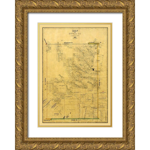 Duval County Texas - Arlitt 1875 Gold Ornate Wood Framed Art Print with Double Matting by Arlitt
