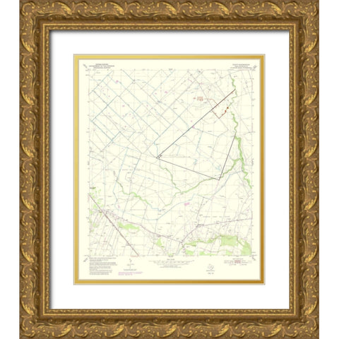 Egypt Texas Quad - USGS 1981 Gold Ornate Wood Framed Art Print with Double Matting by USGS