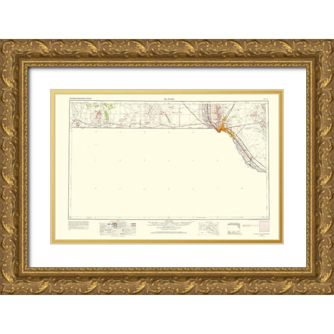 El Paso Texas Quad - USGS 1968 Gold Ornate Wood Framed Art Print with Double Matting by USGS
