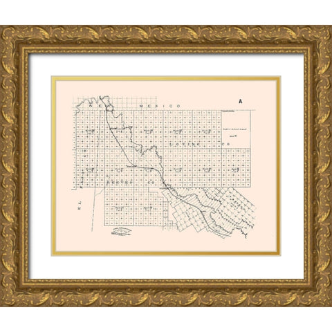 El Paso County Texas - Abrams 1893 Gold Ornate Wood Framed Art Print with Double Matting by Abrams