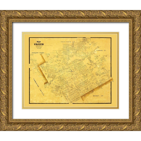Erath County Texas - Martin 1856 Gold Ornate Wood Framed Art Print with Double Matting by Martin