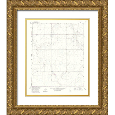 Fairview Texas Quad - USGS 1975 Gold Ornate Wood Framed Art Print with Double Matting by USGS