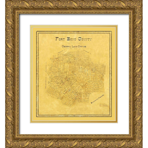 Fort Bend County Texas - 1892 Gold Ornate Wood Framed Art Print with Double Matting by Unknown