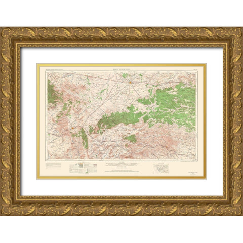 Fort Stockton Texas Quad - USGS 1964 Gold Ornate Wood Framed Art Print with Double Matting by USGS