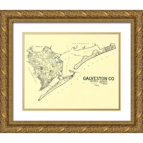 Galveston Texas Landowner - Land Office 1892 Gold Ornate Wood Framed Art Print with Double Matting by Land Office