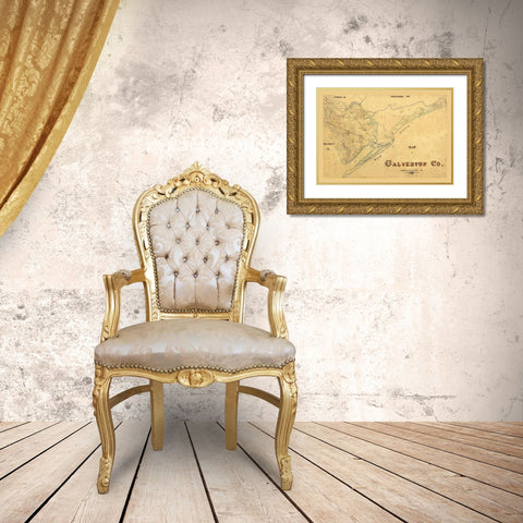 Galveston County Texas - 1897 Gold Ornate Wood Framed Art Print with Double Matting by Unknown