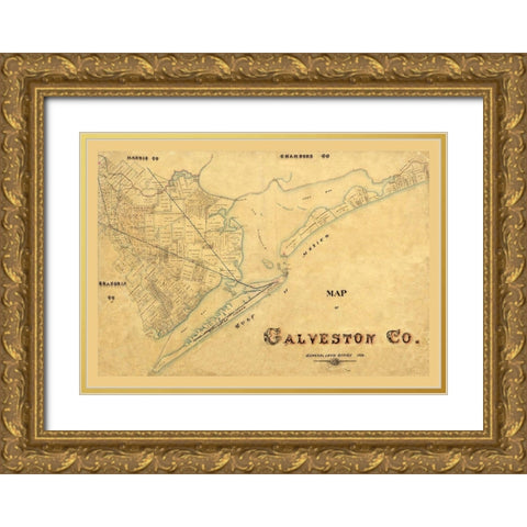 Galveston County Texas - 1897 Gold Ornate Wood Framed Art Print with Double Matting by Unknown