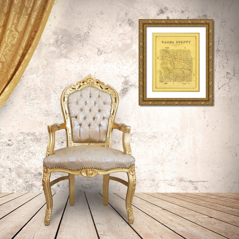 Garza County Texas - Groos 1889 Gold Ornate Wood Framed Art Print with Double Matting by Groos