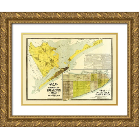 Galveston Texas -1891 Gold Ornate Wood Framed Art Print with Double Matting by Unknown