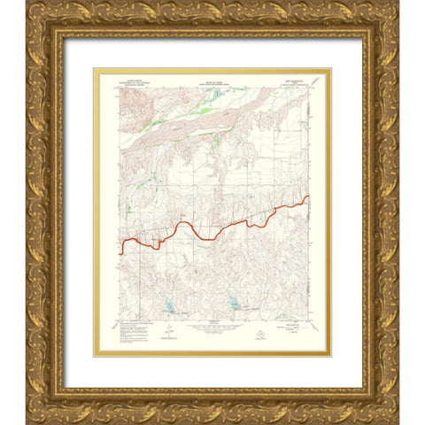 Gem Texas Quad - USGS 1969 Gold Ornate Wood Framed Art Print with Double Matting by USGS