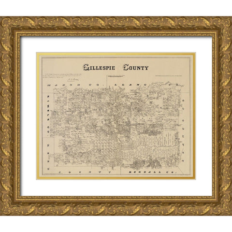 Gillespie Texas Landowner - Gast 1879 Gold Ornate Wood Framed Art Print with Double Matting by Gast