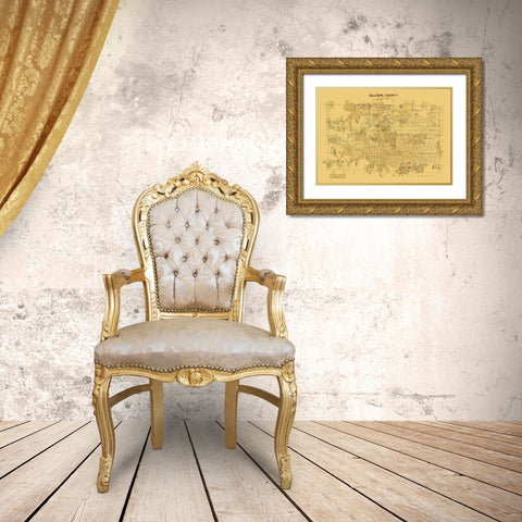Gillespie County Texas -1873 Gold Ornate Wood Framed Art Print with Double Matting by Unknown