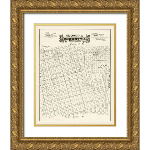 Glasscock County Texas - Hall 1889 Gold Ornate Wood Framed Art Print with Double Matting by Hall