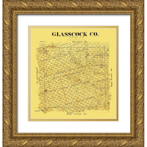 Glasscock County Texas - 1887 Gold Ornate Wood Framed Art Print with Double Matting by Unknown