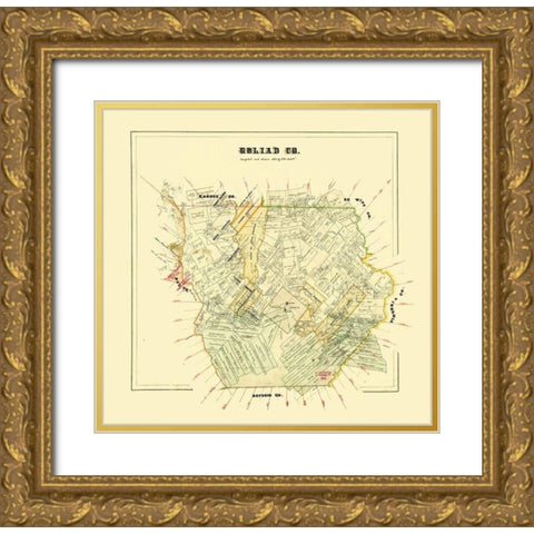 Goliad County Texas - Arlitt 1871 Gold Ornate Wood Framed Art Print with Double Matting by Arlitt