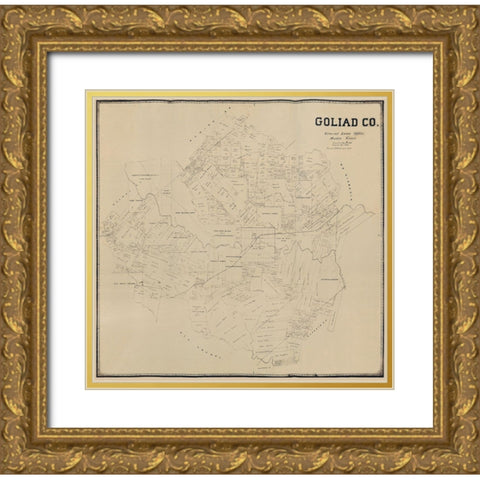 Goliad County Texas -1896 Gold Ornate Wood Framed Art Print with Double Matting by Unknown