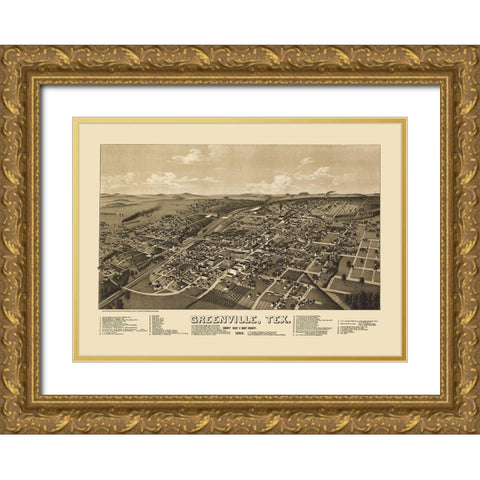 Greenville Texas - Norris 1886 Gold Ornate Wood Framed Art Print with Double Matting by Norris