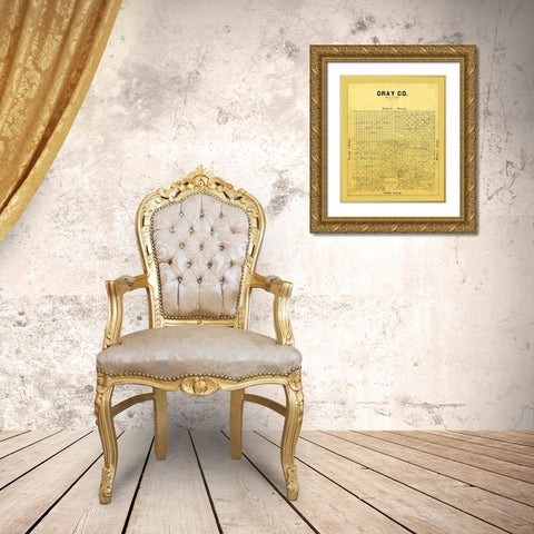 Gray County Texas - 1889 Gold Ornate Wood Framed Art Print with Double Matting by Unknown