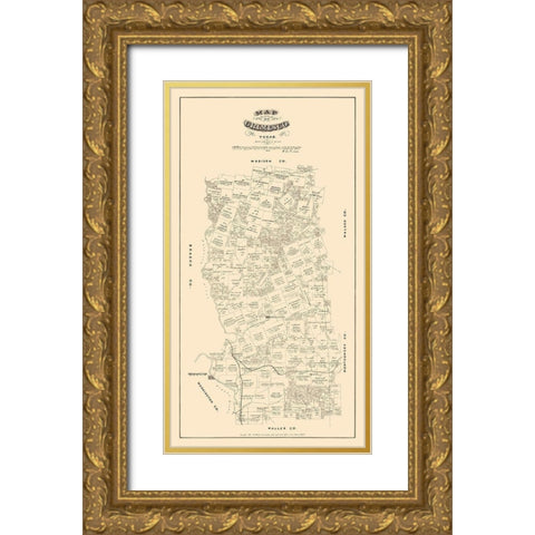 Grimes County Texas - Walsh 1880 Gold Ornate Wood Framed Art Print with Double Matting by Walsh