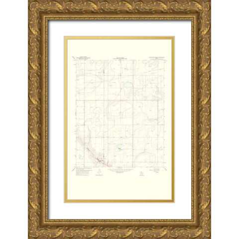 Grandview School Texas Quad - USGS 1967 Gold Ornate Wood Framed Art Print with Double Matting by USGS