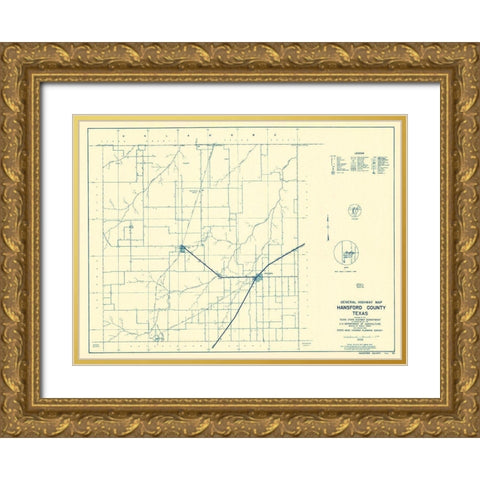 Hansford Texas - Highway Dept 1940 Gold Ornate Wood Framed Art Print with Double Matting by Highway Dept